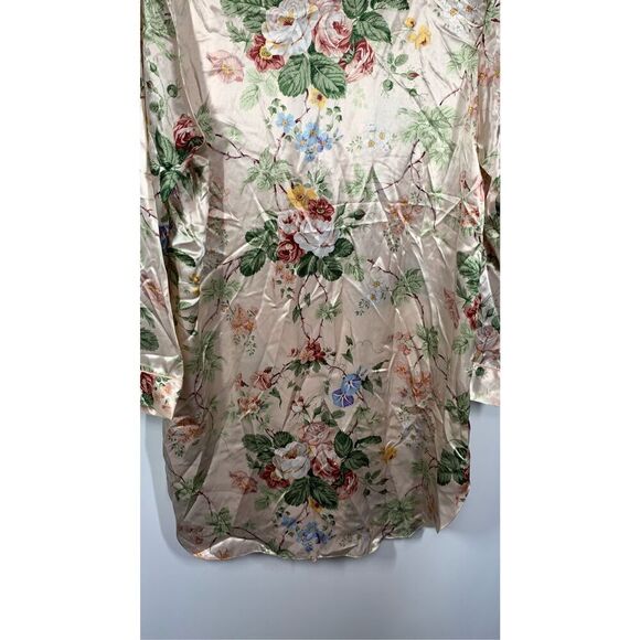 Amelia's Womens Floral Button Front Long Sleeve Satin Nightdress Multi Large NWT - Picture 8 of 9